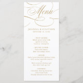 Moderne kalligrafie tijdloze gouden en witte bruil menu (Voorkant)