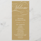 Moderne kalligrafie tijdloze gouden en witte bruil programmakaart (Voorkant)