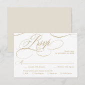 Moderne kalligrafie tijdloze gouden en witte bruil RSVP kaartje (Voorkant / Achterkant)