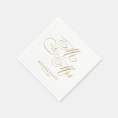 Moderne kalligrafie tijdloze gouden en witte bruil servet (Hoek)