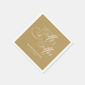 Moderne kalligrafie tijdloze gouden en witte bruil servet (Hoek)