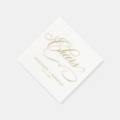 Moderne kalligrafie tijdloze gouden en witte bruil servet (Hoek)