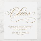 Moderne kalligrafie tijdloze gouden en witte bruil wijn etiket (Enkel label)