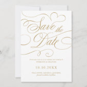 Moderne kalligrafie tijdloze gouden QR code bruilo Save The Date (Voorkant)