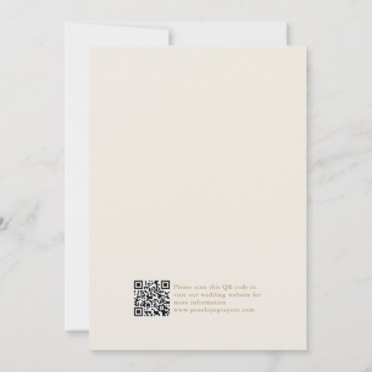 Moderne kalligrafie tijdloze gouden QR code bruilo Save The Date (Achterkant)