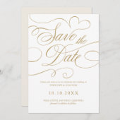 Moderne kalligrafie tijdloze gouden QR code bruilo Save The Date (Voorkant / Achterkant)