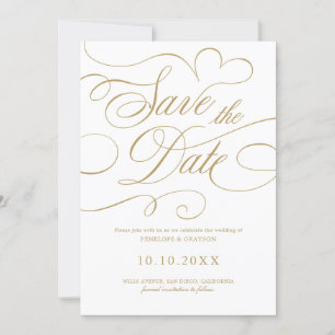 Moderne kalligrafie tijdloze gouden QR code bruilo Save The Date