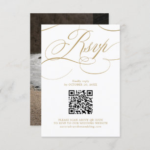 Moderne kalligrafie tijdloze gouden QR-code Foto RSVP Kaartje