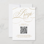 Moderne kalligrafie tijdloze gouden witte QR-code RSVP Kaartje (Voorkant)