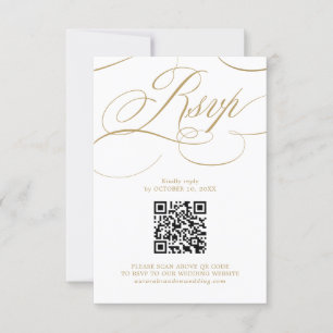 Moderne kalligrafie tijdloze gouden witte QR-code RSVP Kaartje