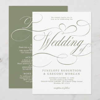 Moderne kalligrafie tijdloze Sage Green bruiloft Kaart