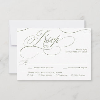 Moderne kalligrafie tijdloze Sage Groene bruiloft RSVP Kaartje