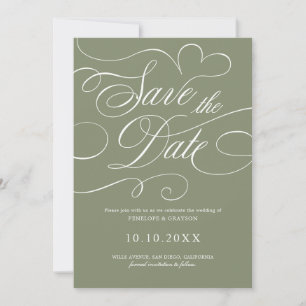 Moderne kalligrafie tijdloze Sage QR-code bruiloft Save The Date