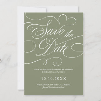 Moderne kalligrafie tijdloze Sage QR-code bruiloft Save The Date