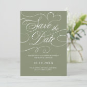 Moderne kalligrafie tijdloze Sage QR-code bruiloft Save The Date (Staand voorkant)