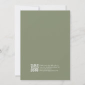 Moderne kalligrafie tijdloze Sage QR-code bruiloft Save The Date (Achterkant)