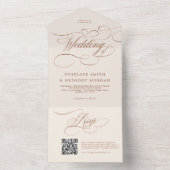 Moderne kalligrafie Tijdloze Terracotta bruiloft All In One Uitnodiging (Binnen)