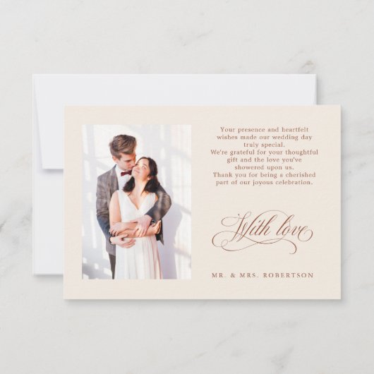 Moderne kalligrafie tijdloze Terracotta bruiloft Bedankkaart (Achterkant)