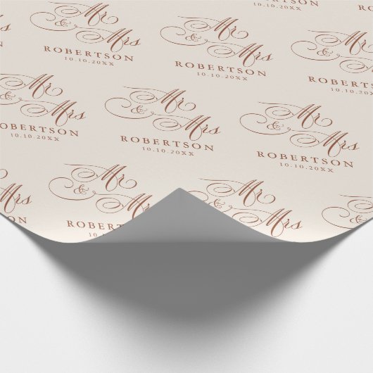 Moderne kalligrafie tijdloze terracotta bruiloft cadeaupapier (Hoek)