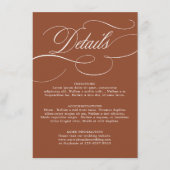 Moderne kalligrafie Tijdloze Terracotta bruiloft Informatiekaartje (Voorkant)