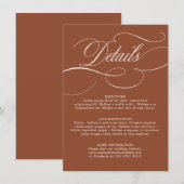 Moderne kalligrafie Tijdloze Terracotta bruiloft Informatiekaartje (Voorkant / Achterkant)
