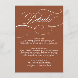 Moderne kalligrafie Tijdloze Terracotta bruiloft Informatiekaartje