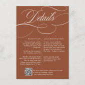 Moderne kalligrafie Tijdloze Terracotta bruiloft Informatiekaartje (Voorkant)