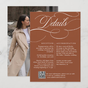 Moderne kalligrafie Tijdloze Terracotta bruiloft Informatiekaartje