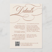 Moderne kalligrafie Tijdloze Terracotta bruiloft Informatiekaartje (Voorkant)