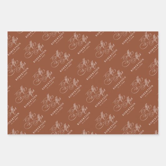 Moderne kalligrafie tijdloze terracotta bruiloft inpakpapier vel (Voorkant)