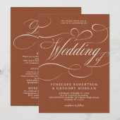 Moderne kalligrafie Tijdloze Terracotta bruiloft Kaart (Voorkant / Achterkant)
