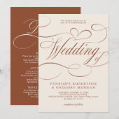 Moderne kalligrafie Tijdloze Terracotta bruiloft Kaart (Voorkant / Achterkant)