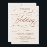 Moderne kalligrafie Tijdloze Terracotta bruiloft Kaart<br><div class="desc">Een tijdloos terracotta dessertthema en elegante huwelijksuitnodiging met verfijnd kalligrafiescript op een klassieke achtergrond,  perfect voor een formele en verfijnde huwelijksviering. Voor maatwerk of extra producten met dit ontwerp,  neem dan gerust contact met mij op.</div>