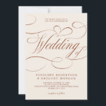 Moderne kalligrafie Tijdloze Terracotta bruiloft Kaart<br><div class="desc">Een tijdloos terracotta dessertthema en elegante huwelijksuitnodiging met verfijnd kalligrafiescript op een klassieke achtergrond,  perfect voor een formele en verfijnde huwelijksviering. Voor maatwerk of extra producten met dit ontwerp,  neem dan gerust contact met mij op.</div>