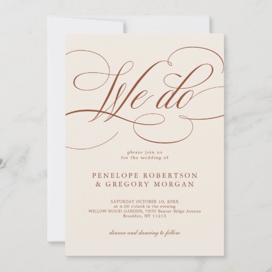 Moderne kalligrafie Tijdloze Terracotta bruiloft Kaart (Voorkant)