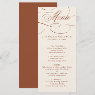 Moderne kalligrafie Tijdloze Terracotta bruiloft Menu