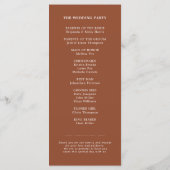 Moderne kalligrafie Tijdloze Terracotta bruiloft Programmakaart (Achterkant)