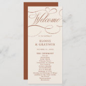 Moderne kalligrafie Tijdloze Terracotta bruiloft Programmakaart (Voorkant / Achterkant)