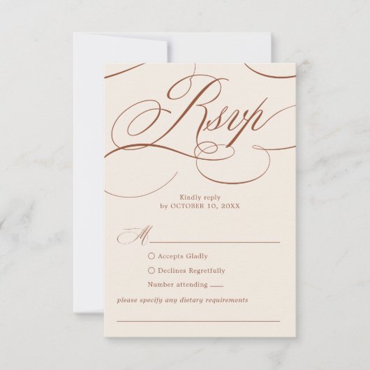Moderne kalligrafie Tijdloze Terracotta bruiloft RSVP Kaartje (Voorkant)