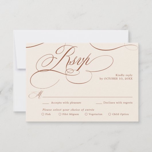 Moderne kalligrafie Tijdloze Terracotta bruiloft RSVP Kaartje (Voorkant)