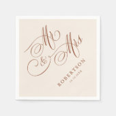 Moderne kalligrafie tijdloze Terracotta bruiloft Servet (Voorkant)
