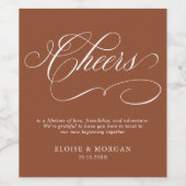 Moderne kalligrafie tijdloze terracotta bruiloft wijn etiket (Enkel label)