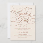 Moderne kalligrafie Tijdloze Terracotta Foto Save The Date (Voorkant)