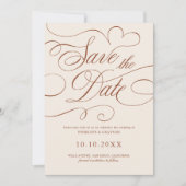 Moderne kalligrafie Tijdloze Terracotta QR-code Save The Date (Voorkant)