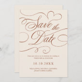 Moderne kalligrafie Tijdloze Terracotta QR-code Save The Date (Voorkant / Achterkant)
