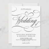 Moderne kalligrafie tijdloze Witte Zwarte bruiloft Kaart (Voorkant)