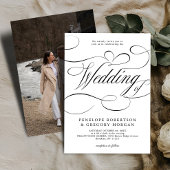 Moderne kalligrafie tijdloze Witte Zwarte bruiloft Kaart