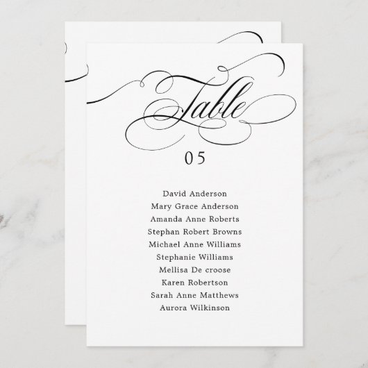 Moderne kalligrafie tijdloze Zitting Grafiek Kaart (Voorkant / Achterkant)