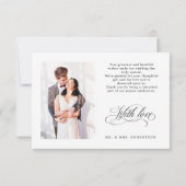 Moderne kalligrafie tijdloze zwart-wit bruiloft bedankkaart (Achterkant)