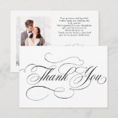 Moderne kalligrafie tijdloze zwart-wit bruiloft bedankkaart (Voorkant / Achterkant)